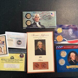 Thomas Jefferson Commemorative Panel w/P & D Mint Presidential Dollars & more
